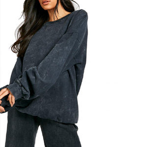 Conjunto de pantalones de chándal con capucha y lavado ácido de algodón de alta calidad para mujer, Jersey personalizado holgado para Otoño e Invierno - Product Image 4