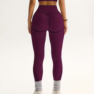Leggings Deportivos de Cintura Elástica con Logotipo Personalizado al por Mayor, Pantalones de Yoga sin Costuras, Suaves y Elásticos en Cuatro Direcciones para Mujer - Product Image 4