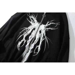 Sudadera con capucha de hombre bordada negra fresca de alta calidad Ropa informal cómoda con cremallera para el invierno - Product Image 3