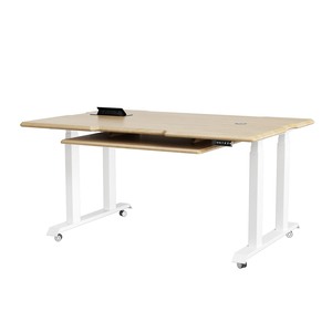 Escritorio Moderno Minimalista con Superficie de Madera y Marco Blanco, Altura Ajustable, Muebles de Oficina para el Hogar y la Sala de Estar - Product Image 3