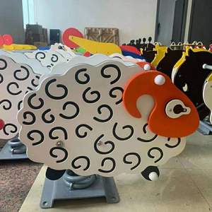 Caballo mecedora para interiores para niños, PE con placa de juguete para jardín de infantes, primavera, parque comunitario al aire libre, diseño de dibujos animados - Product Image 4