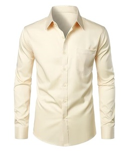 Chemise habillée pour homme en coton à manches longues Vêtements de travail décontractés pour adulte Chemises habillées élégantes en lin pour homme - Product Image 2