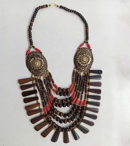 Vente chaude Style bohème perles d'os mosaïque pendentif collier GC-NK-355 femmes mode bijoux fabricant indien prix d'exportation - Product Image 3