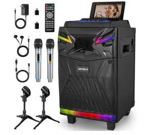 NEW FAV 10-Inch <b>Wireless</b> <b>Microphone</b> Karaoke Set Party Sound Equipment with Woofer for Family Karaoke Booth - Product Image 1