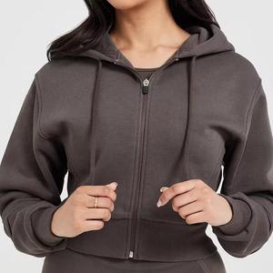 Vente en gros 2025 Automne Hiver Crop Top Hoodies Cordon Manches Longues Coton Crop Top Hoodie Femmes - Product Image 2