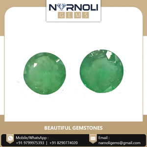 พลอยมรกตสีเขียวธรรมชาติคุณภาพเยี่ยมทรงกลมเจียระไนเป็นรูปทรงเหลี่ยม คู่หนึ่ง นำเข้าจากอินเดียโดยตรง สำหรับชุดต่างหูสำหรับผู้หญิง - Product Image 2