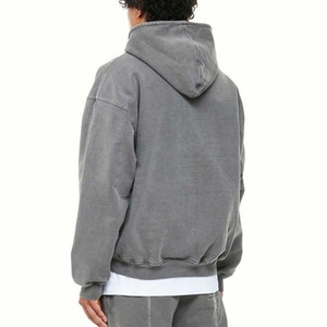 <b>Men's</b> 100% cotton NEW Custom Logo drop shoulder Hoodies double <b>zip</b> <b>up</b> Hooded Sweatshirt oversize pullover Heavyweight <b>men</b> hoodie - Product Image 2