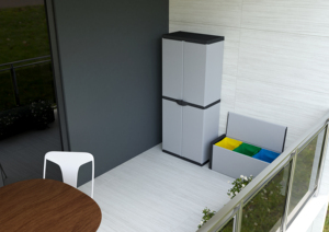 Armario Portascope de PVC con 2 Puertas y Estantes Deslizantes (Interior/Exterior), Moderno, Duradero, Ecológico y Resistente al Agua para Exteriores - Product Image 3