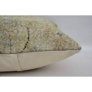 Coussin Patchwork Kantha en Laine Beige de 24x24 Pouces Tissé avec Coussin Décoratif Carré à Motif Toile Brodée Vintage - Product Image 4