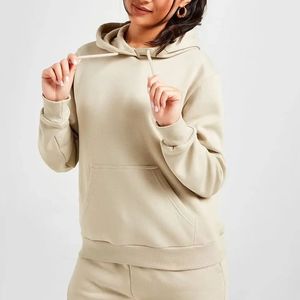 Sweat à capuche en coton épais pour femme, coupe oversize, avec cordons de serrage, coupe confortable, poignets et ourlets côtelés, grande poche kangourou avant - Product Image 1
