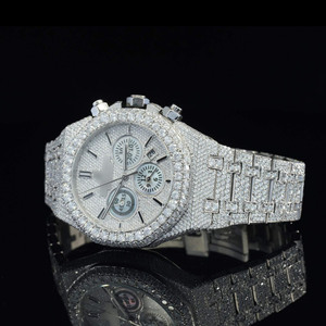 Luxury CVD Lab Grown Diamond <b>Chronograph</b> Timepiece Japanese <b>Automatic</b> Movement Analog Dial Display Water Resistant Iced - Product Image 2
