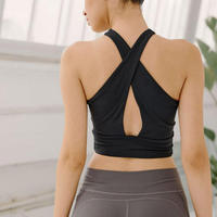 Soutien-gorge de sport, de gym et de yoga 2024 personnalisé avec logo, respirant, à maintien élevé, sans coutures, grande taille, 100 % coton, bretelles croisées, séchage rapide, vente en gros