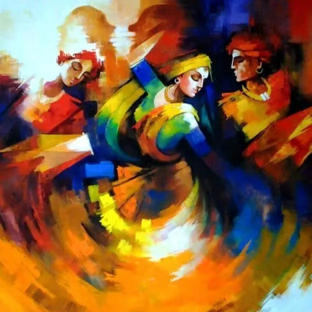 modern Indian paintings on canvas with acrylic color