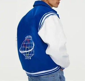 Veste universitaire à col montant en toile avec patchs brodés, couleur unie, pour l'extérieur et l'école, prix de gros, fabricant pakistanais - Product Image 3