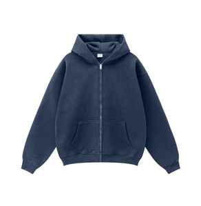 Streetwear 450gsm 100% coton coupe régulière hommes pull à capuche hiver décontracté blanc fermeture éclair séchage rapide respirant - Product Image 1