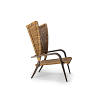 Fauteuil Bergeère 1939 en teck massif tressé en rotin, finition naturelle, résistant à l'eau, pour hôtel, salon, parc