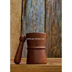 Mortero y Maja de Madera de Olivo, Molinillo de Especias, Hierbas y Pimienta, Preparador de Guacamole, Tazón Natural de Arc Exports - Product Image 5