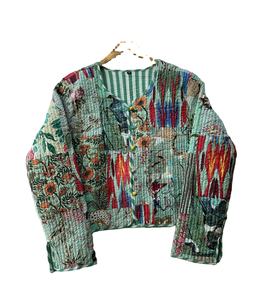 Algodón indio Vintage Kantha acolchado otoño acabado chaquetas abrigos venta al por mayor tamaño personalizado Blazers Unisex cosido a mano Hippie - Product Image 1