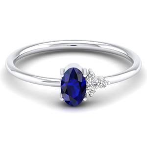 Anillos de Plata de Ley 925 de Alta Calidad REYES con Zafiro Azul de Corte Ovalado de 0.5 Quilates para Mujer, Joyería de Moissanita con Certificado GRA - Product Image 5