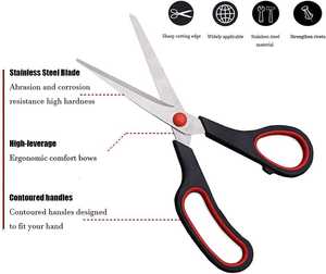 Ciseaux industriels en acier inoxydable de 8.5 pouces Ciseaux à coudre à pointe pointue Bord lisse pour tissu de découpe de broderie - Product Image 3