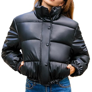 OEM personalizado logotipo de las mujeres de invierno grueso cálido corto de moda PU abrigos de cuero Puffer chaqueta personalizada de la calle PU chaqueta puffer - Product Image 1