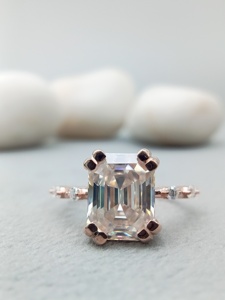 D'VINS JEWELS Trendy Emerald Cut Engagement Ring VVS Lab Grown Diamond 925 Sterling Silver Gold Gift Parties - Product Image 6