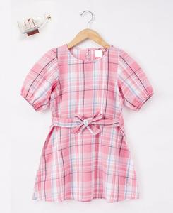 Gran oferta verano algodón niños ciclismo desgaste verano niñas vestido a cuadros cinturón decorativo niños vestido - Product Image 1