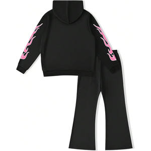 Chándal de calavera Vintage personalizado para hombre, chándal de 2 piezas, sudaderas con capucha gráficas Y2K de manga larga y conjunto de pantalones de chándal acampanados - Product Image 2