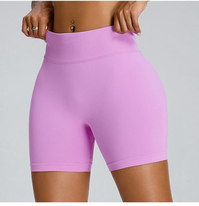 Shorts de Yoga de Cintura Alta, Elásticos, Color Durazno, Pantalones Deportivos de Tres Puntos, Versátiles, al por Mayor - Product Image 1