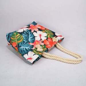 Wholesale Women's Canvas Tote Bag Set Custom Floral Beach Bag with Matching <b>Hat</b> & Zipper Pouch for <b>Summer</b> Travel - Product Image 3