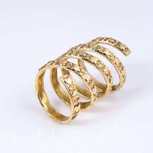 Anillo ajustable de acero inoxidable geométrico multicapa chapado en oro y plata de 18 quilates Joyería de estilo abierto de moda - Product Image 2