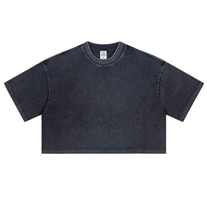 Mejor oferta Vintage ácido lavado camiseta para mujer 230gsm alta calidad rayón transpirable 100% algodón corto Crop Top Logo Suelto - Product Image 6