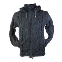 Collection Premium Veste bomber vintage en laine mérinos tricotée à la main avec col montant pour l'hiver, fabriquée au Népal
