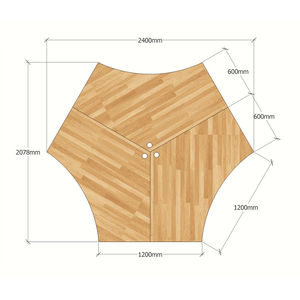 Table d'angle SFVC008-3 places de style contemporain à 120 degrés en bois de caoutchouc avec repose-pieds en fer en forme de V - Product Image 4