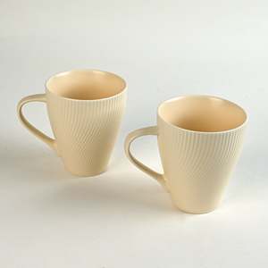 Ensemble de 2 tasses à café en porcelaine fine couleur pêche pâle, 0% de cendres osseuses, design minimaliste unique, lavables au lave-vaisselle, luxueuses et durables, idéales pour les cadeaux - Product Image 3