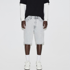 Custom Distressed Embroidery <b>Men</b> Fashion Jorts High Quality Washed Baggy Jorts Acid Wash Double Hem Denim <b>Shorts</b> - Product Image 5