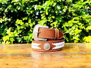 Ceinture en cuir vintage western Concho fabriquée à la main unisexe écologique 40MM de largeur personnalisable - Product Image 5