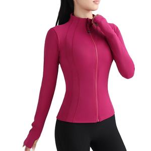 Veste coupe-vent pour femme, haute qualité, en spandex et polyester, confortable, à manches longues, fermeture éclair, pour la gym, le fitness et l'entraînement - Product Image 2