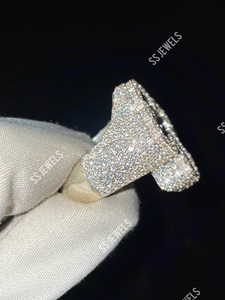 Luxury Custom <b>Cross</b> Baguette Cut Christian Religious 925 <b>Sterling</b> <b>Silver</b> Rhodium Plated Iced Moissanite Ring Gift - Product Image 3