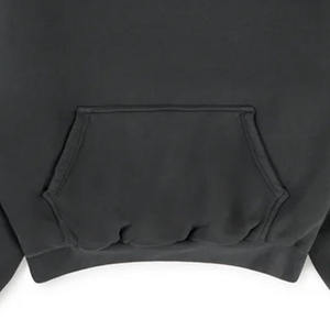 Sudadera con capucha doble de algodón 100% antracita de invierno, bordada y con cuentas, 1000 GSM, de secado rápido, estilo streetwear, hombros caídos, teñido liso. - Product Image 3