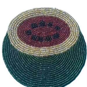 Ensemble de sous-verre perlé en forme de pastèque de couleur personnalisée tapis en verre artisanal/accessoires de table pour la maison décor de bar d'hôtel à faible taux - Product Image 4