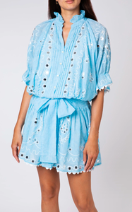 เดรสเบลซองสำหรับผู้หญิงชุดเดรสสั้นระยิบระยับสีฟ้าแสนโรแมนติก - Product Image 5