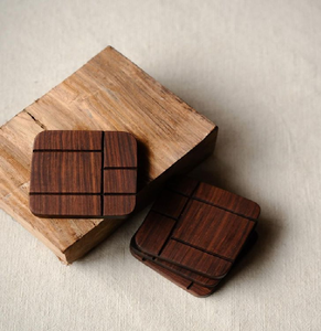 Exquisito diseño geométrico de celosía cortado con láser en posavasos de madera de primera calidad. Disponible a precios de mayoreo. - Product Image 6