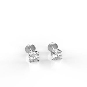 Avarta 25 cents chaque boucles d'oreilles solitaire à la mode en plaqué or blanc diamant cultivé en laboratoire Solitaire pour la fête d'anniversaire Sterling - Product Image 2