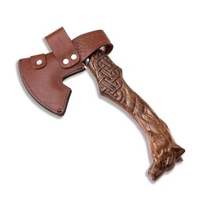 Venta al por mayor de calidad superior personalizada OEM ODM servicio hoja de acero de Damasco hacha sólida con mango de madera Funda de cuero grado Industrial - Product Image 3