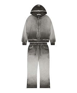 Streetwear avec logo personnalisé Survêtement évasé délavé à l'acide avec impression bouffante Survêtement homme avec broderie en détresse Survêtements - Product Image 1