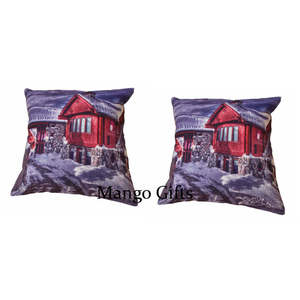 Set of 2 Handmade Square Digital Print Cushion <b>Covers</b> 16x16 Multicolor Decorative <b>Throw</b> Pillow Accents for <b>Sofa</b> Bed - Product Image 1