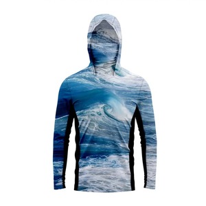 Sweat à capuche de pêche avec cache-cou Chemise de protection UV à manches longues CAMO personnalisée avec étiquette personnalisée et services de logo à l'extérieur - Product Image 1