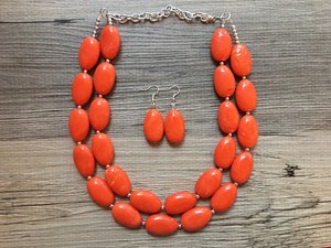 Collier créatif de perles en résine de couleur orange pour fêtes de mariage fiançailles fêtes de noël et vêtements de bureau - Product Image 6