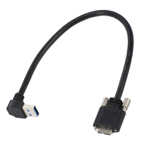 90 grados USB3.0 5Gbps Micro-B Cable tornillo bloqueo trenzado blindaje ángulo recto para transferencia de datos de extensión de computadora